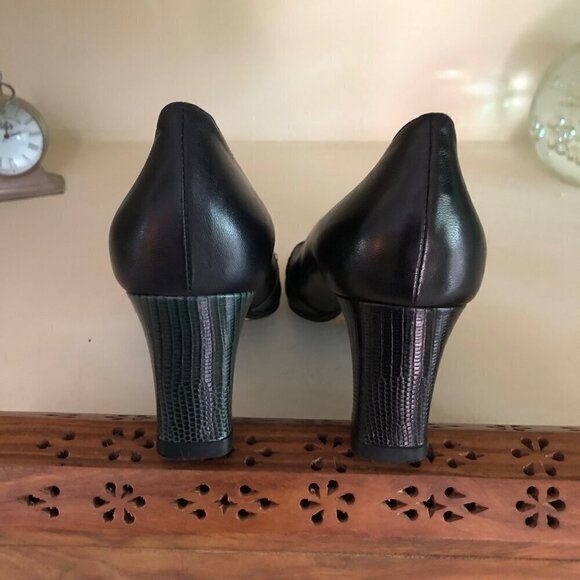 Women's Taryn Rose Black Leather Open Toe Vero Cuoio Italy Size 5 1/2 - Picture 6 of 14